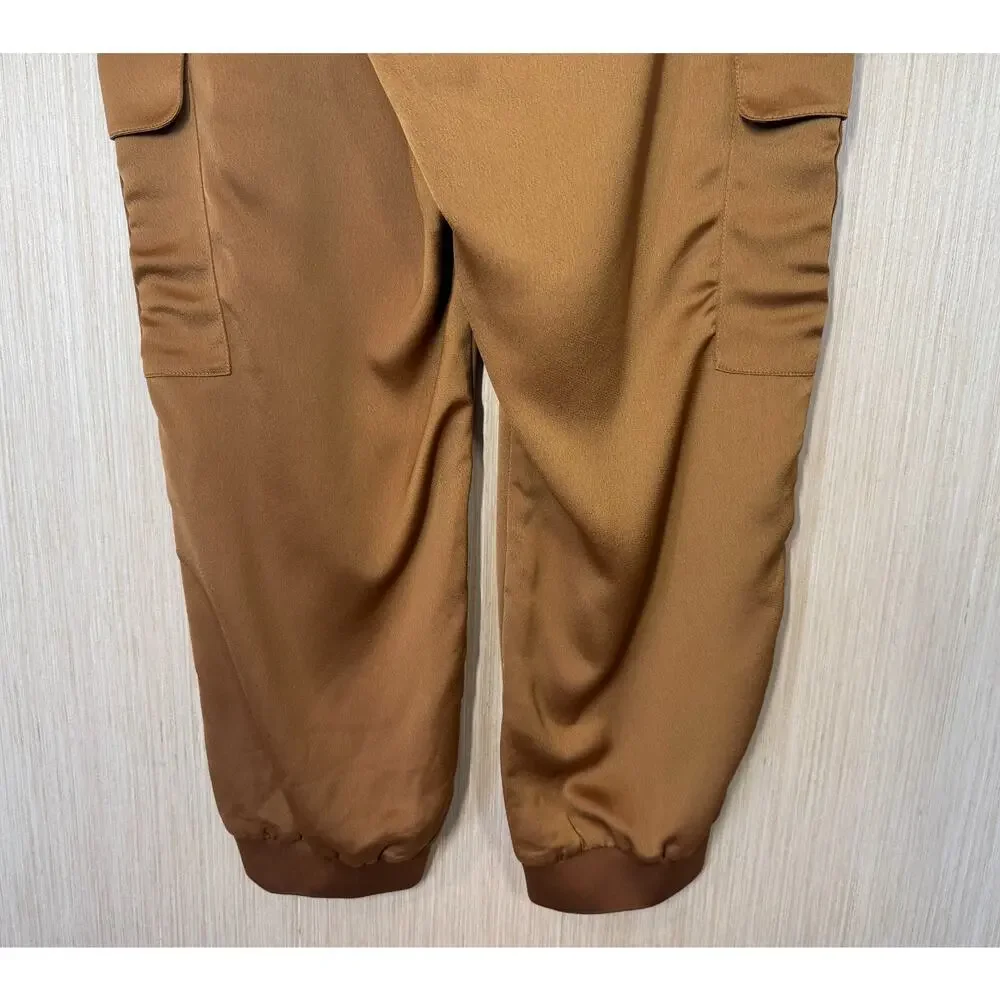 Banana Republic Satin Finish Cargo Jogger Pants Womens Size XL Bronze Casual - Picture 7 of 12